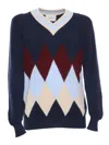 Ballantyne Blue Colored Checked Sweater In Blue