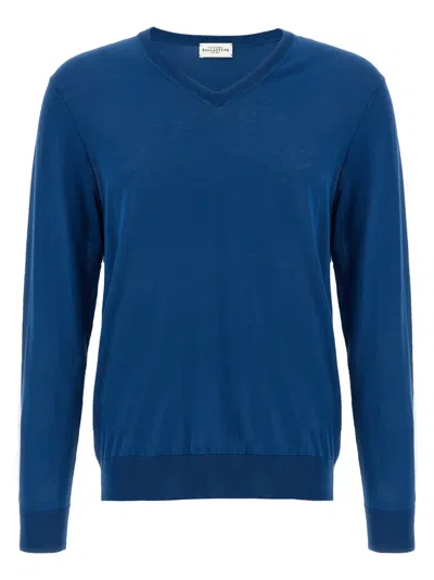BALLANTYNE BLUE V NECK SWEATER