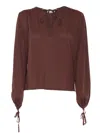 Ballantyne Relaxed-fit Blouse With Adjustable Gathered Cuffs In Brown