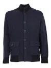 Ballantyne Ribbed Wool Bomber Jacket With Button-up Front In Blue