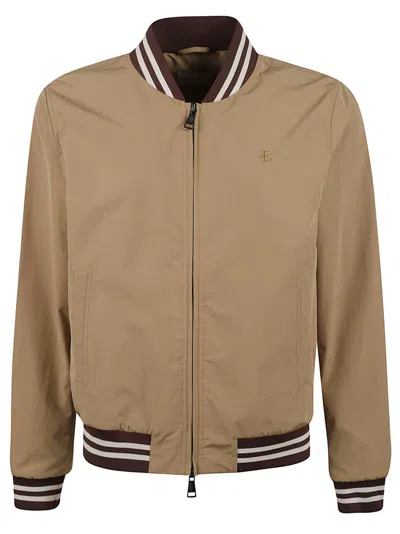 Ballantyne Bomber Jacket With Contrasting Stripes In Brown