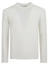 Ballantyne Boucle Texture White Knit Sweater In White