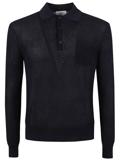 Ballantyne Breathable Knit Polo With Classic Collar In Blue