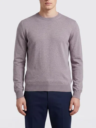 Ballantyne Silk Cotton Round Neck Sweater In Gray