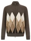 Ballantyne Cardigan Argyle Sweaters And Cardigans Brown In Brown
