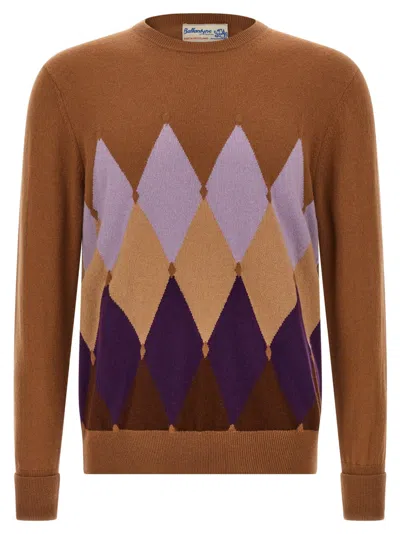 BALLANTYNE BROWN ARGYLE SWEATER