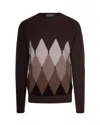 Ballantyne Pullover Con Fantasia A Rombi Marrone In Brown