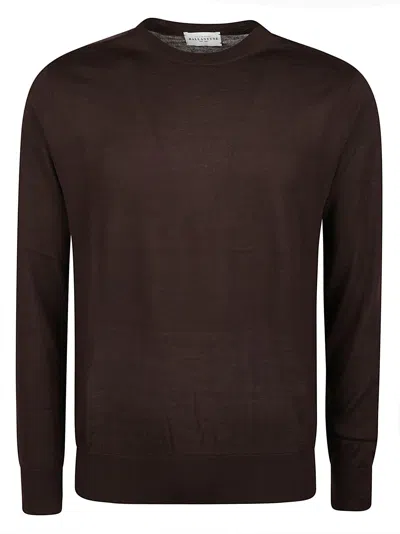 Ballantyne Brown Ribbed-cuff Long-sleeve Wool Sweater