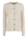 Ballantyne Button-down Ribbed Wool Cardigan In Neutral