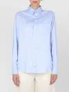 Ballantyne Button-down Shirt With Pleated Back And Curved Hem In Blue