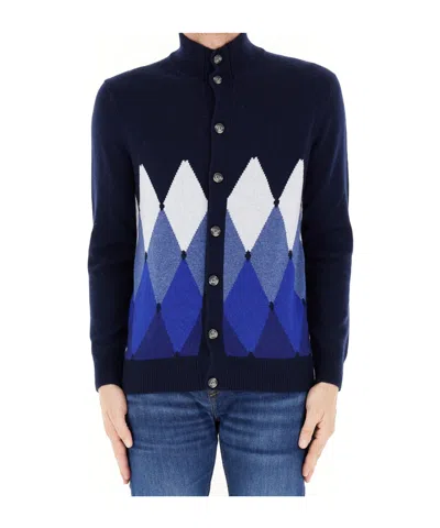 BALLANTYNE DIAMOND-PRINT CARDIGAN