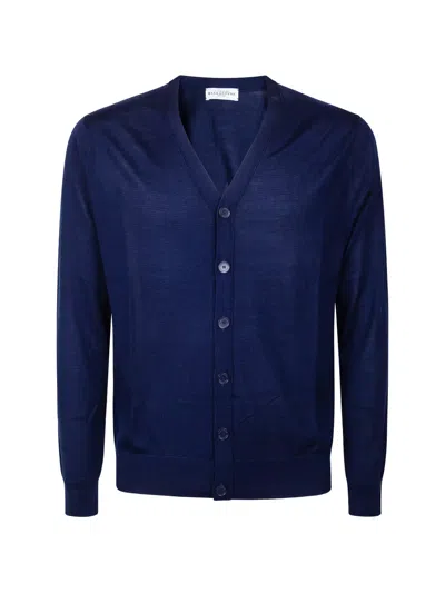 Ballantyne Button V-neck Cardigan In Blue