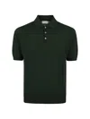 Ballantyne Polo Neck Pullover With Classic Button Front In Green