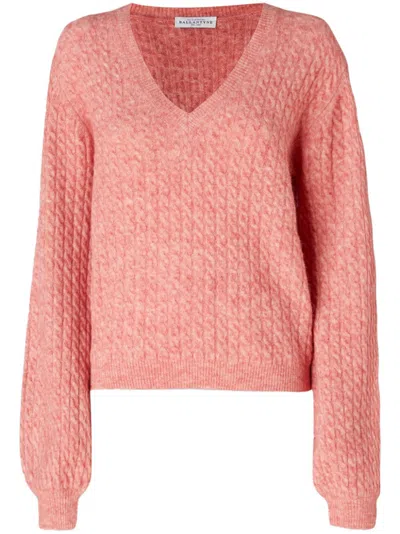 Ballantyne Cable Knit V-neck Sweater In 11106