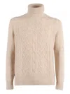 Ballantyne Cable-knit Turtleneck Sweater In Neutral