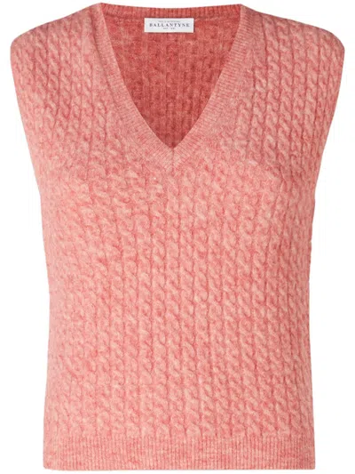 Ballantyne Knitwear V Neckline Sleeveless Ribbed Hem In 11106