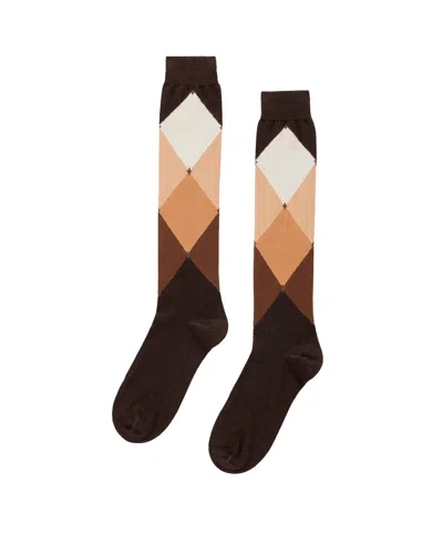 Ballantyne Calze Lunghe Fantasia Brown Diamond In Multi