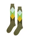 Ballantyne Calze Lunghe In Cotone Fantasia Rombi In Green