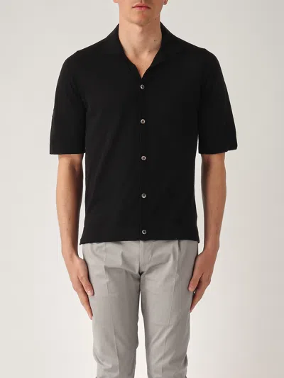 Ballantyne Camicia M/c Cotone Tricot Shirt In Black
