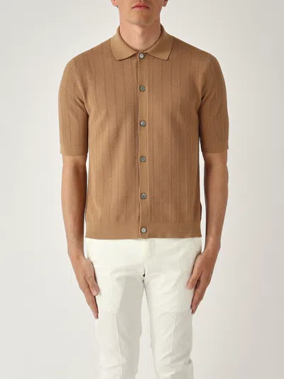Ballantyne Camicia M/c Punto Riso A Coste Ribs Shirt In Brown