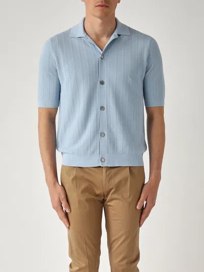 Ballantyne Camicia M/c Punto Riso A Coste Ribs Shirt In Blue