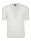 Ballantyne Short-sleeved Knit Top With V-shaped Cutout In White