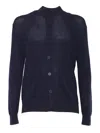 Ballantyne Open-knit Black Cardigan With Button-down Front
