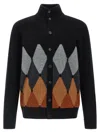 Ballantyne Cardigan Argyle Sweaters And Cardigans Black In Black