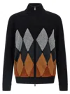 Ballantyne Cardigan Argyle Sweaters And Cardigans Black In Black