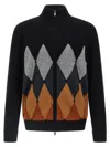 Ballantyne Cardigan Argyle Sweaters And Cardigans Black In Black