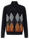 Ballantyne Cardigan Argyle Sweaters And Cardigans Black In Black