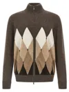 Ballantyne Cardigan Argyle Sweaters And Cardigans Brown In Brown