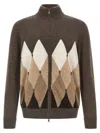 Ballantyne Cardigan Argyle Sweaters And Cardigans Brown In Brown