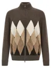 Ballantyne Cardigan Argyle Sweaters And Cardigans Brown In Brown