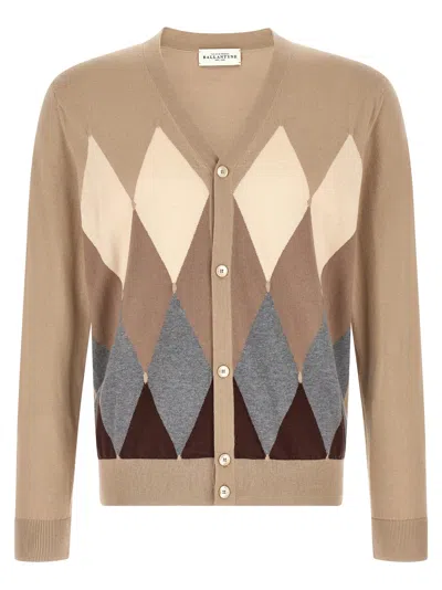 Ballantyne Cardigan Argyle Sweaters And Cardigans Beige In Brown
