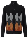 Ballantyne Cardigan Argyle Sweaters And Cardigans Black In Black