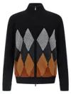 Ballantyne Cardigan Argyle Sweaters And Cardigans Black In Black