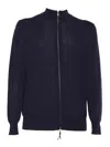 Ballantyne Black Zipped Cardigan With High Collar In Blue