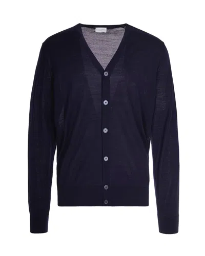 Ballantyne Cardigan In Lana Blu Navy In Blue