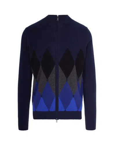 Ballantyne Cardigan Con Fantasia Rombi Blu In Blue