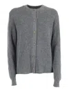 Ballantyne Round Neck Wool Cardigan In Gray