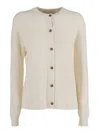Ballantyne Button-down Ribbed Wool Cardigan In Neutral