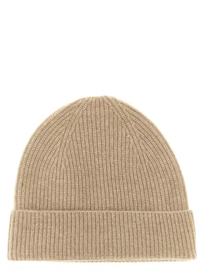 Ballantyne Ribbed Cashmere Beanie Hat In Brown