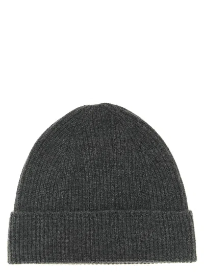 Ballantyne Ribbed Cashmere Beanie Hat In Black
