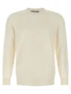 Ballantyne Cashmere Crew Neck Sweater With Long Cuffed Sleeves In White