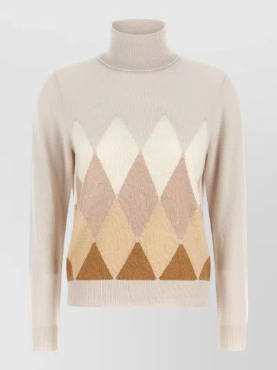 Ballantyne Cashmere Diamond Intarsia Turtleneck Sweater