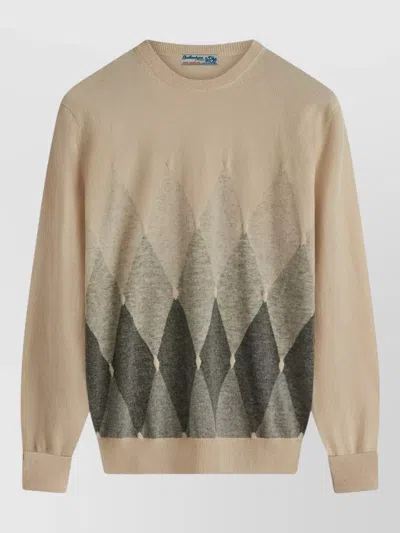 Ballantyne Cashmere Diamond-intarsia Crewneck Jumper In Neutral