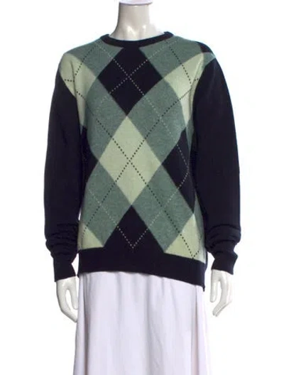 Pre-owned Ballantyne Cashmere Houndstooth Print Sweater In Green