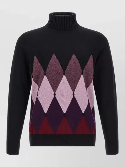 Ballantyne Cashmere Intarsia Turtleneck Sweater In Multi