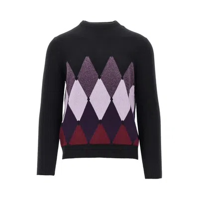 Ballantyne Cashmere Lozenge Sweater In Black